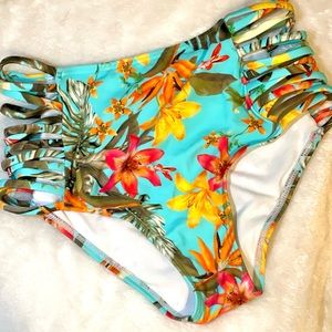 NWOT Express Floral High Waisted Bikini Bottoms